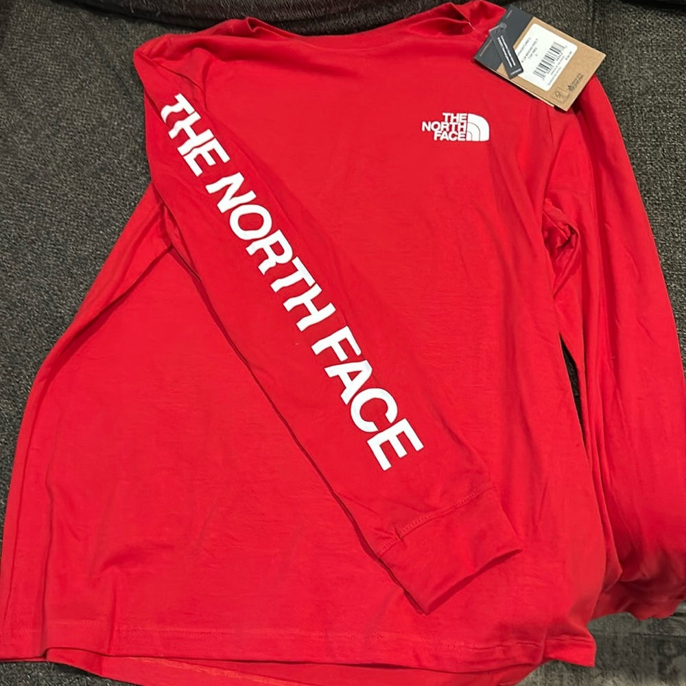 The North Face. Large, red, long sleeved tee.